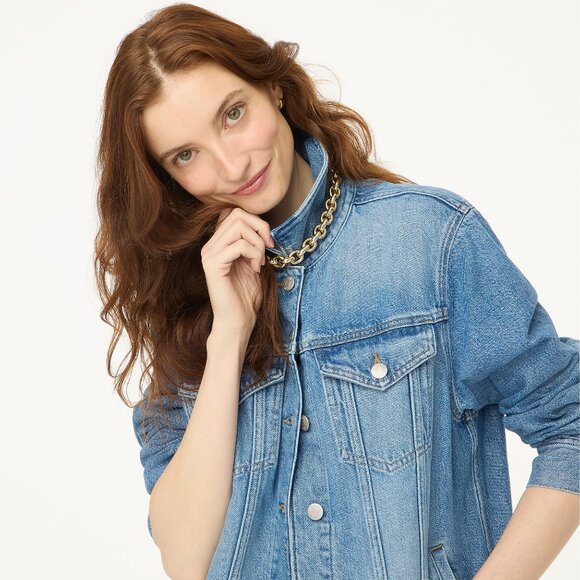 NWT J.Crew Factory Relaxed Denim Jacket - Picture 2 of 6